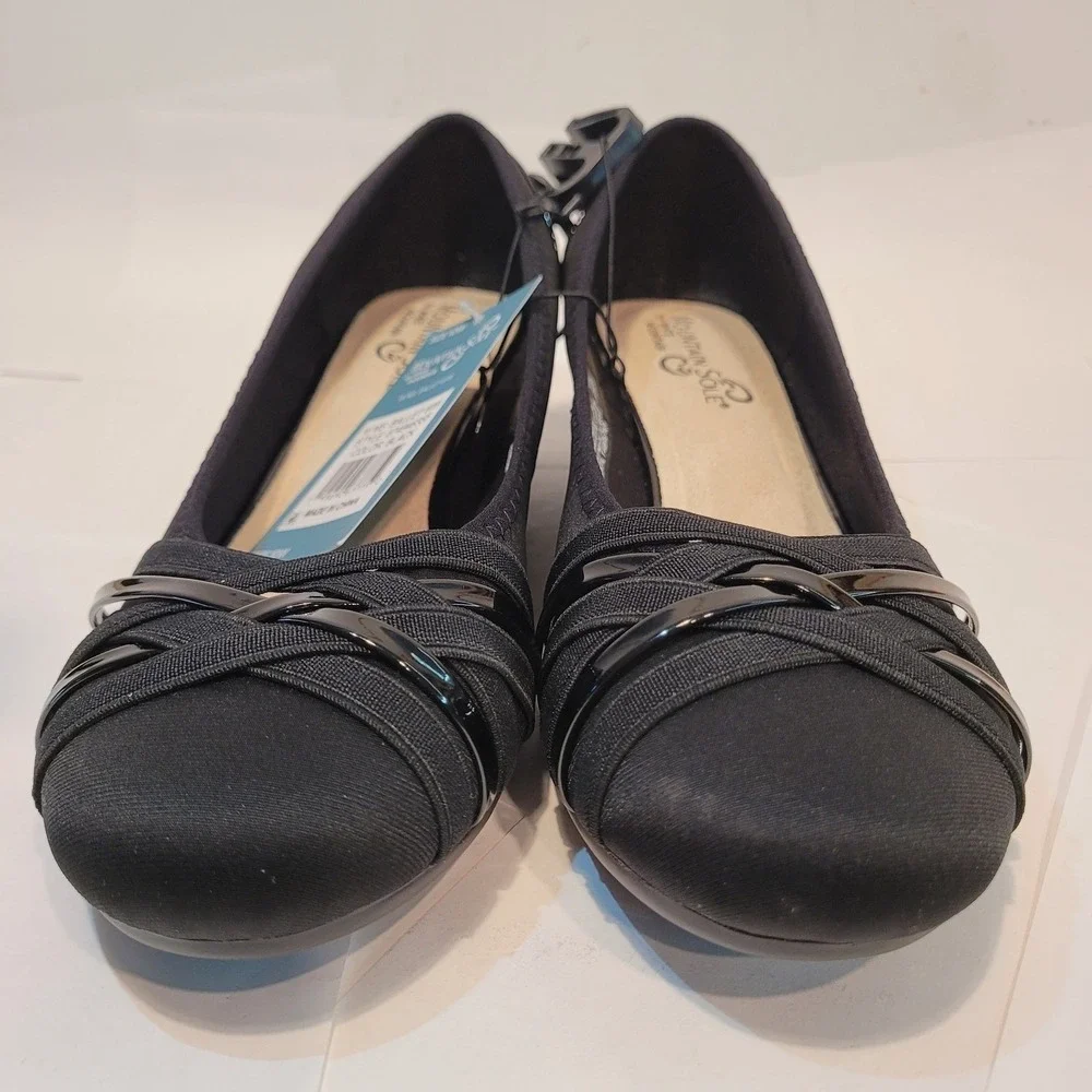 Mountain Sole by White Mountain Women's Black Wedge Ballet Flats Size‎ 10W